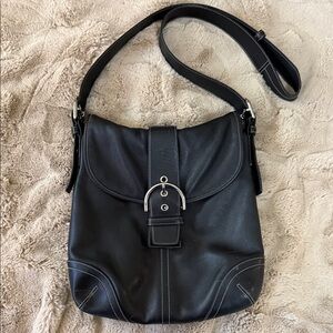 Vintage Coach SoHo Hobo Black Leather Crossbody Flap Bag